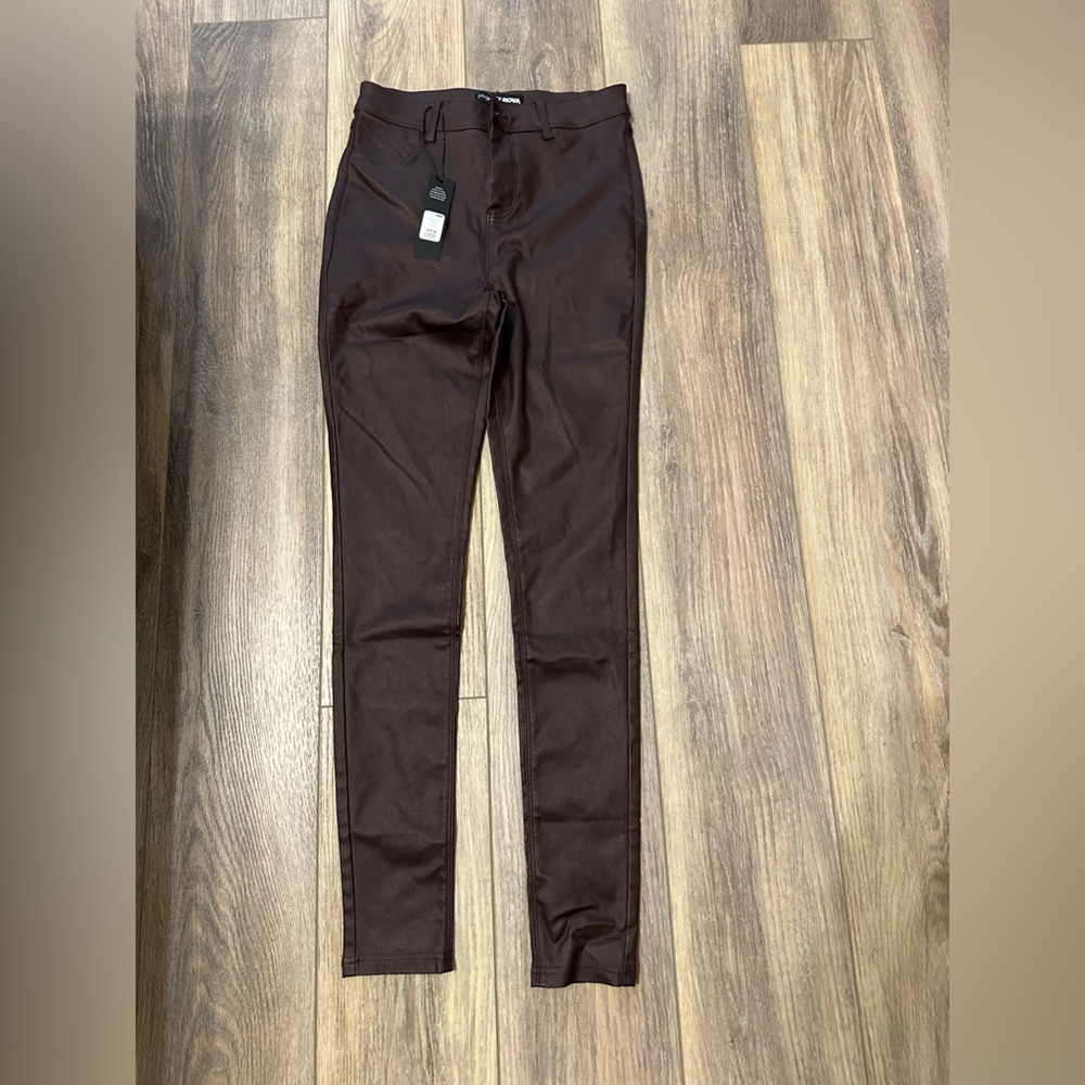 Fashion Nova Chocolate Brown Pants Stretch Faux Leather